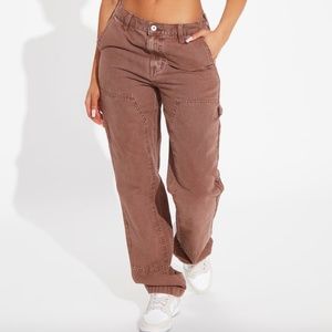 Fashion Nova With Pleasure Utility Carpenter Jeans - Brown